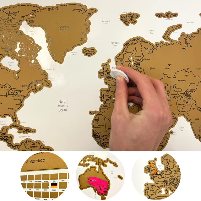 Gleneagles Scratch Off World Map Poster With Flags - White
