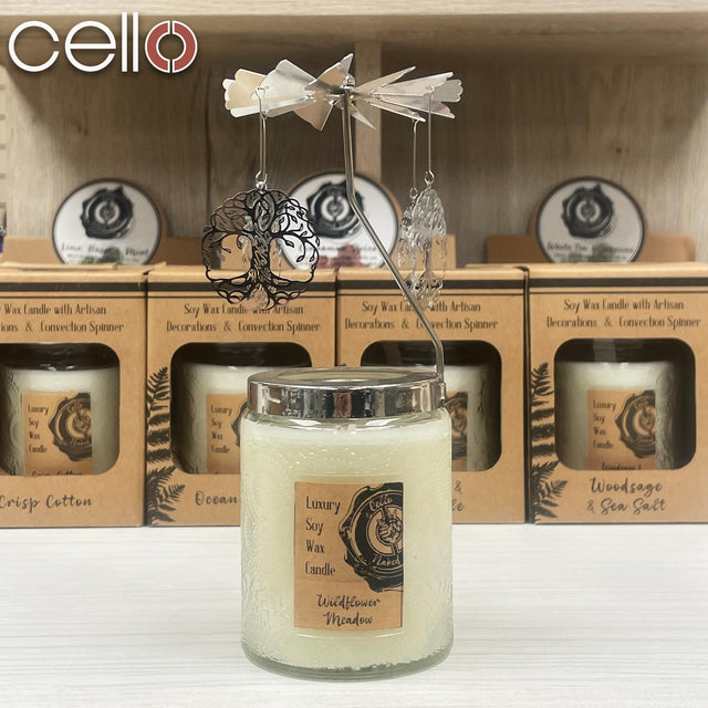 Cello Naked Candle with Convection Spinner - Ocean Spray