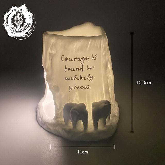 Cello Elephant Tealight Burner - Courage is found in unlikely places