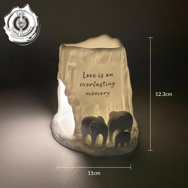 Cello Elephant Tealight Burner - Love is an everlasting memory