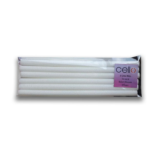 Cello Replacement Pack of 6 Cotton Wicks - For Woven Basket Diffuser