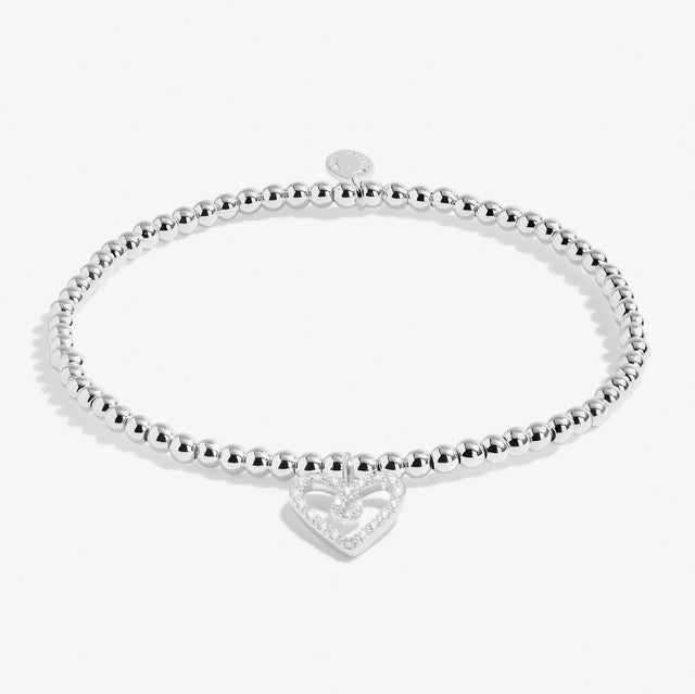 silver plated bracelet with a heart charm with crystals, perfect gift for mums