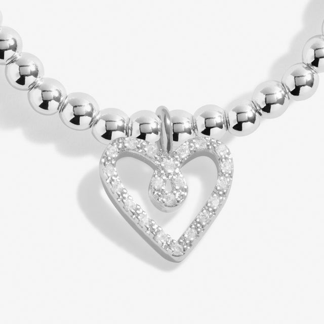 heart shape charm on a silver plated bracelet for mum