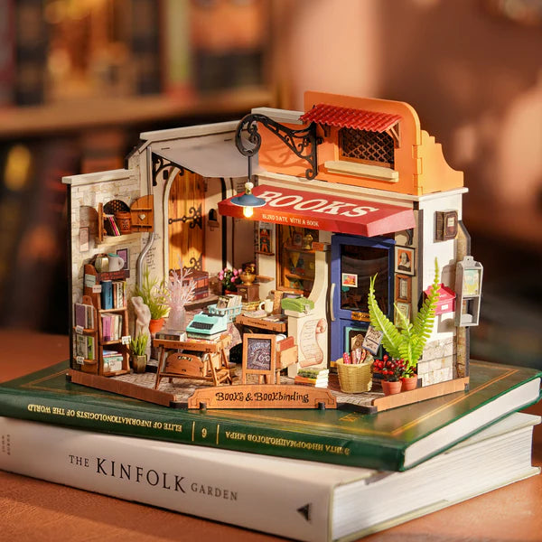 ROBOTIME Corner Bookstore DIY Miniature House Kit