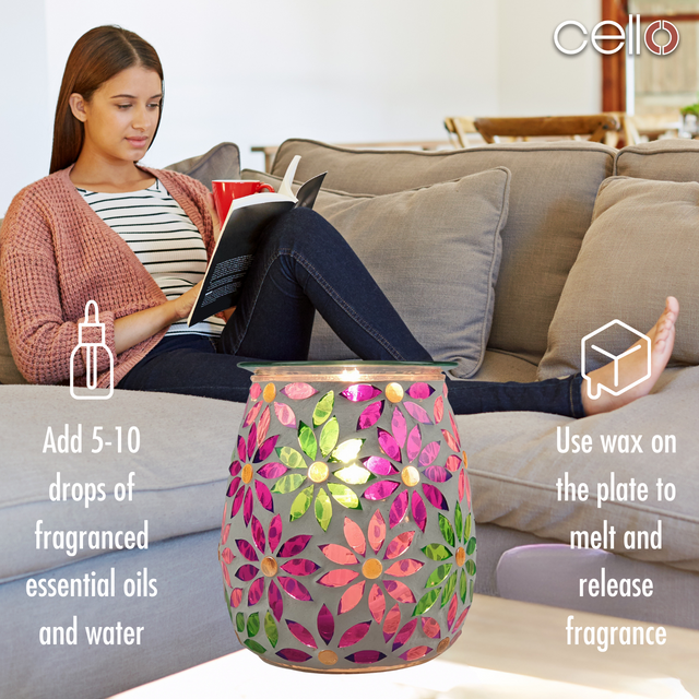 Cello Electric Wax Burner  Mosaic Glass - Pretty Petals