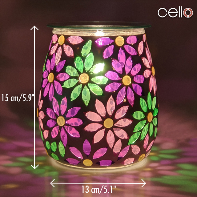 Cello Electric Wax Burner  Mosaic Glass - Pretty Petals