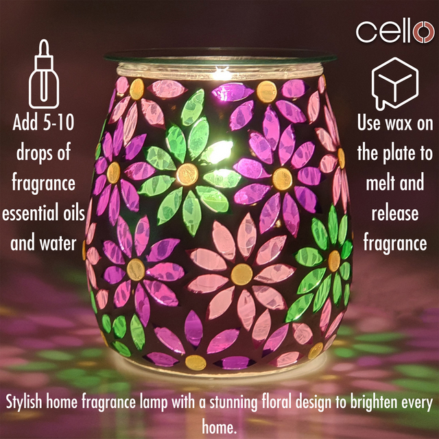 Cello Electric Wax Burner  Mosaic Glass - Pretty Petals