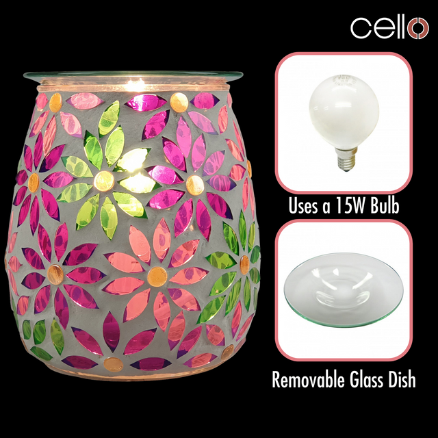 Cello Electric Wax Burner  Mosaic Glass - Pretty Petals