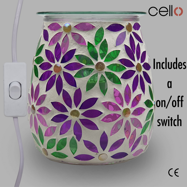 Cello Electric Wax Burner  Mosaic Glass - Pretty Petals
