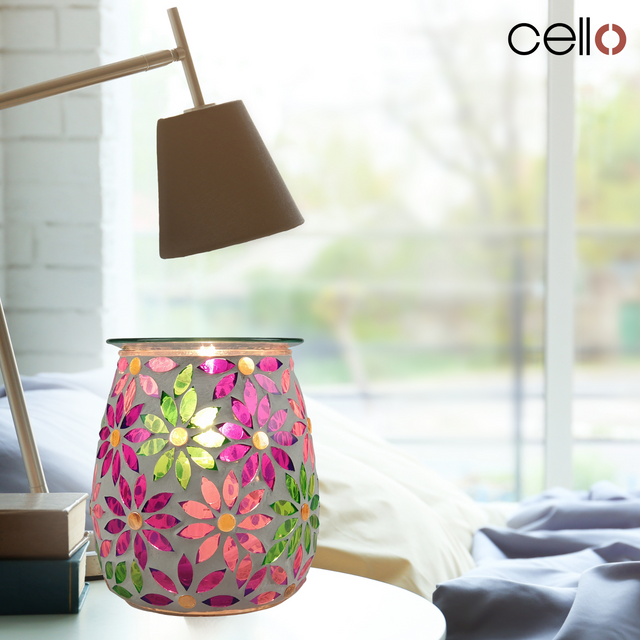 Cello Electric Wax Burner  Mosaic Glass - Pretty Petals