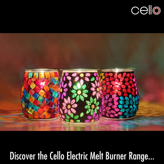 Cello Electric Wax Burner  Mosaic Glass - Pretty Petals