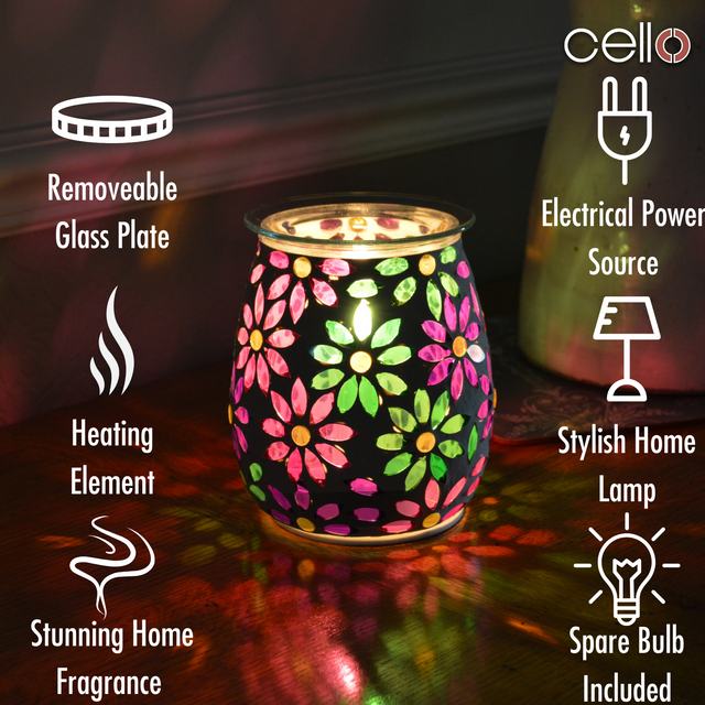 Cello Electric Wax Burner  Mosaic Glass - Pretty Petals