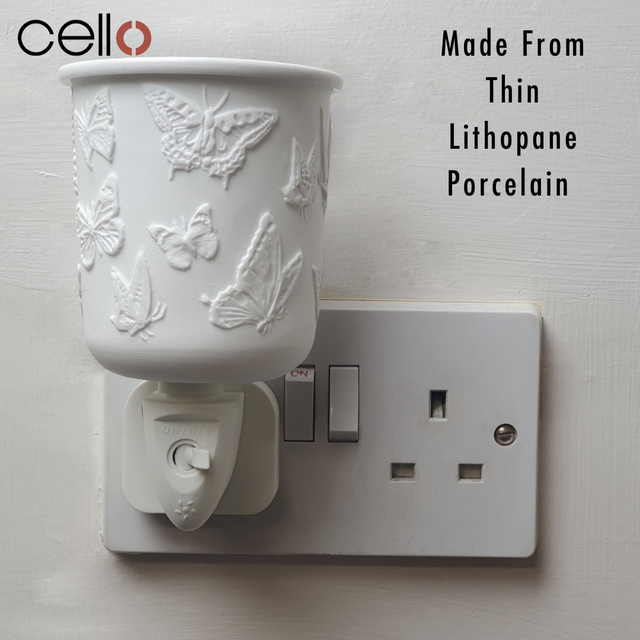Cello Porcelain Plug In Electric Wax Burner - Butterfly
