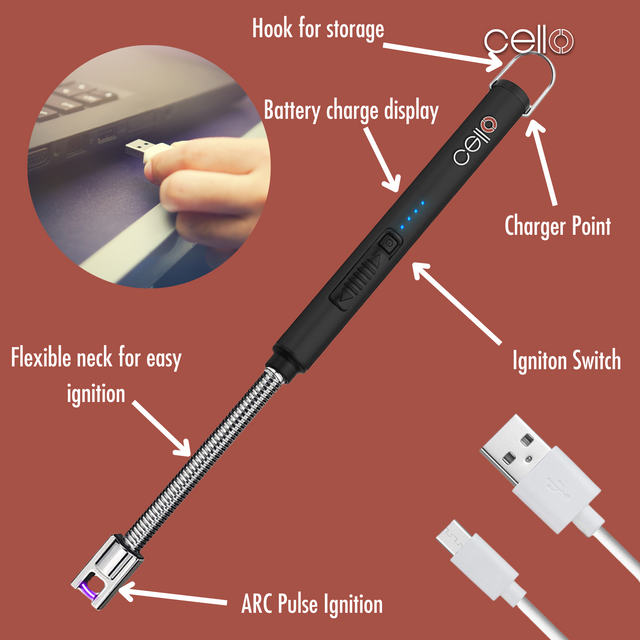Cello Electronic Arc Lighter - Black