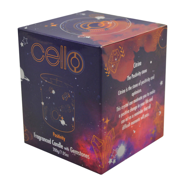 Cello - Gemstone Celestial Candle with Citrine Quartz - Curious Citron