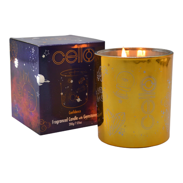 Cello - Gemstone Celestial Candle with Tigers Eye - Aromatic Bazaar