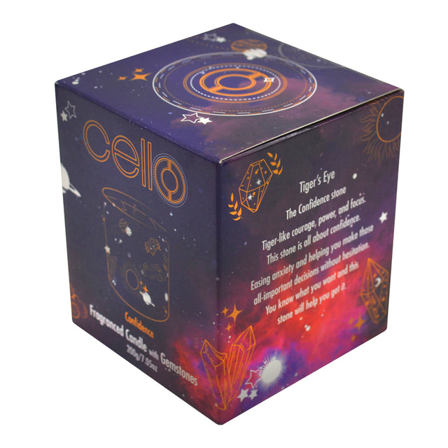 Cello - Gemstone Celestial Candle with Tigers Eye - Aromatic Bazaar