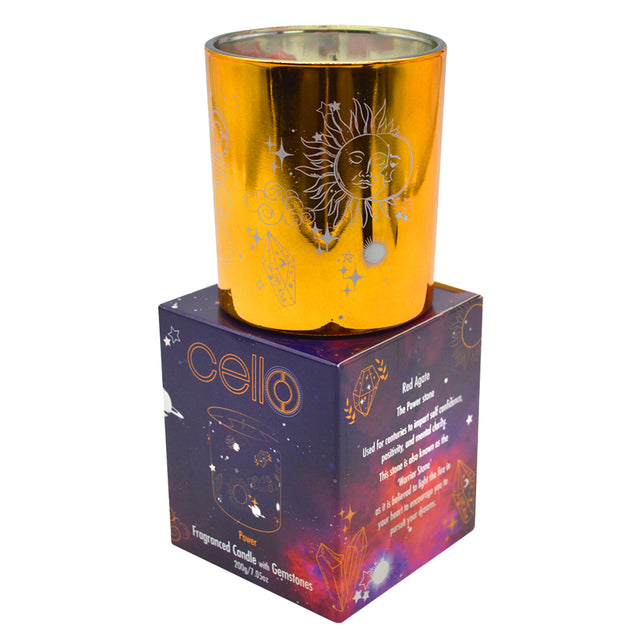 Cello - Gemstone Celestial Candle with Red Agate - Meditation Incense