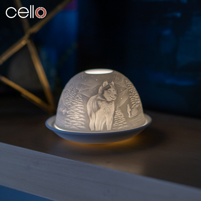 Cello Tealight Dome - Christmas Husky
