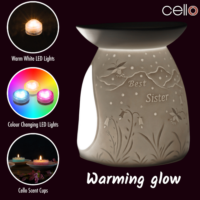 Cello Porcelain Tealight Burner - Best Sister