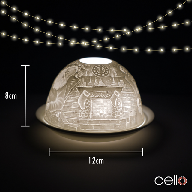 Cello Tealight Dome - Santa & Dog