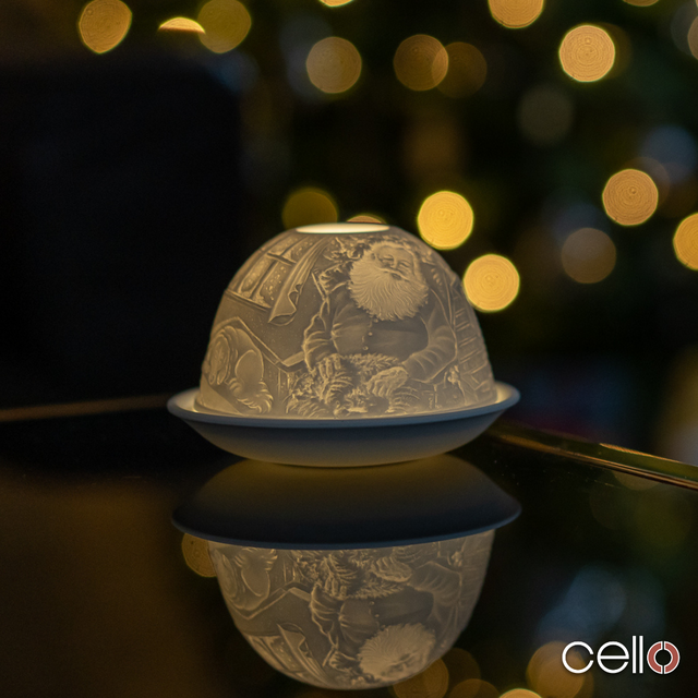 Cello Tealight Dome - Santa & Dog