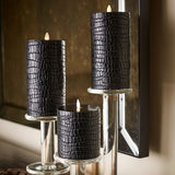 Luminara Indoor 3.0" x 7.9" Black Crocodile Embossed Candle
