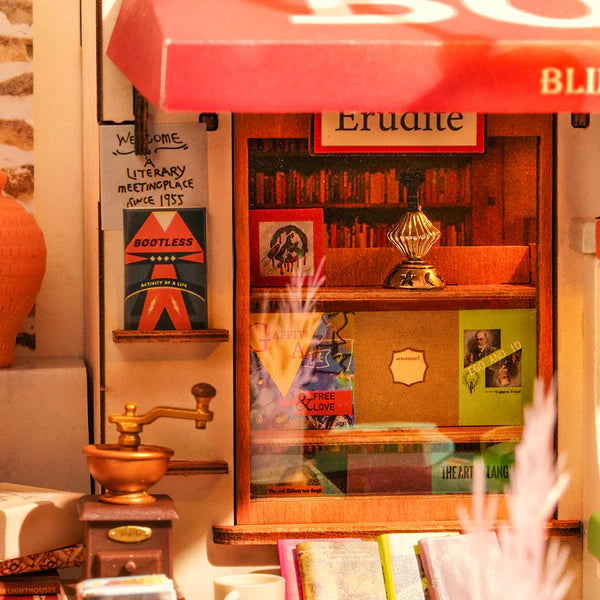 ROBOTIME Corner Bookstore DIY Miniature House Kit