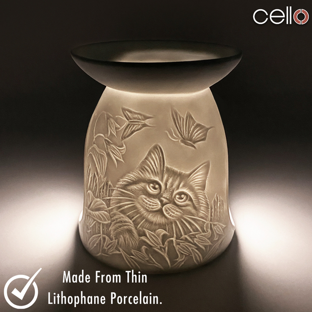 Cello Porcelain Tealight Burner - Cat