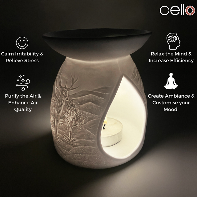 Cello Porcelain Tealight Burner - Mountain Stag