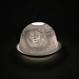 Cello porcelain tealight holder dome, in our lion design. This design displays the image of a lion surrounded by their cubs. We offer a wide range of porcelain tealight holders to let you choose your show-stopping piece.