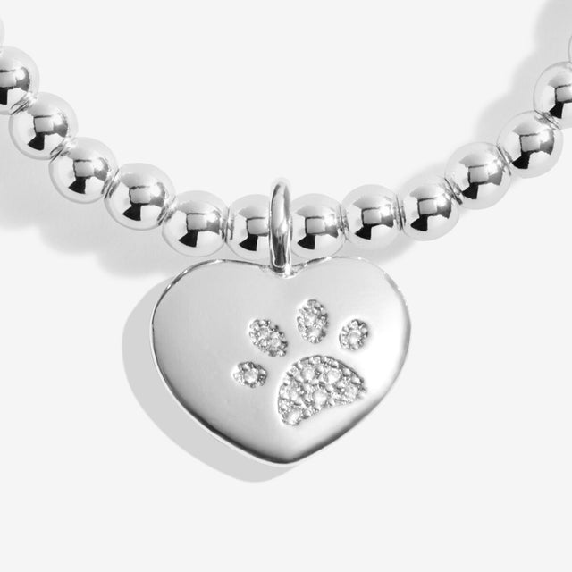 Joma Jewellery Silver Bracelet - Pets Leave Pawprints On Our Hearts - A Little