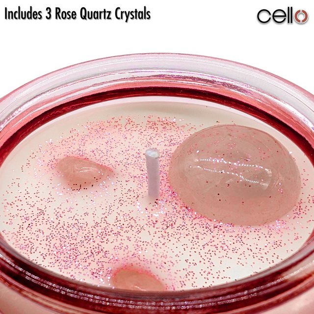 Cello Gemstone Candle - Wildflower Meadow with Rose Quartz