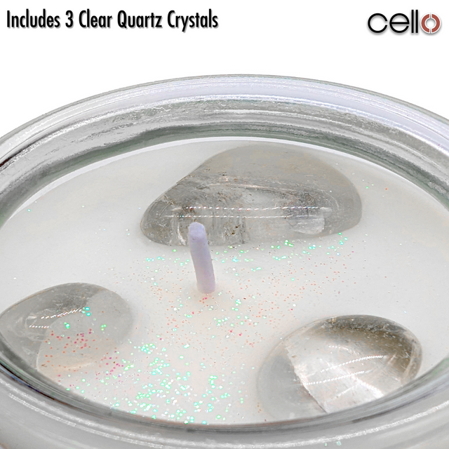 Cello Gemstone Candle - Clothesline Fresh with Clear Quartz