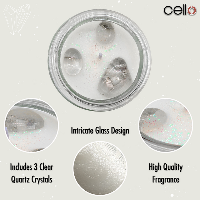 Cello Gemstone Candle - Clothesline Fresh with Clear Quartz