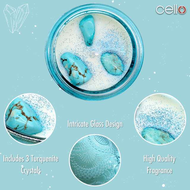 Cello Gemstone Candle - Finely Woven Silk with Turquenite