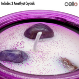 Cello Gemstone Candle -  French Lavender with Amethyst