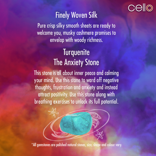 Cello Gemstone Candle with Convection Spinner - Finely Woven Silk with Turquenite