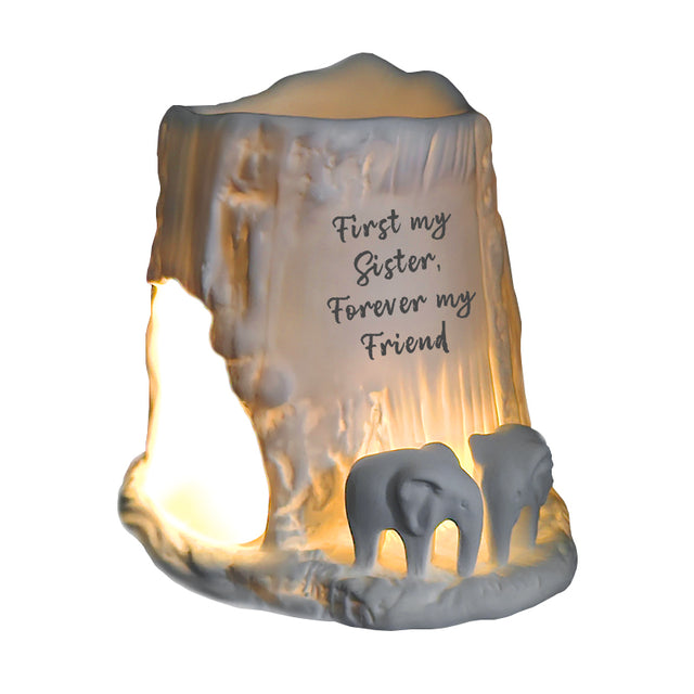 Cello Elephant Tealight Burner - First my Sister, Forever my friend