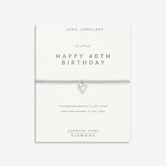 Joma Jewellery Bracelet - Happy 40th Birthday with Lab Grown Diamond