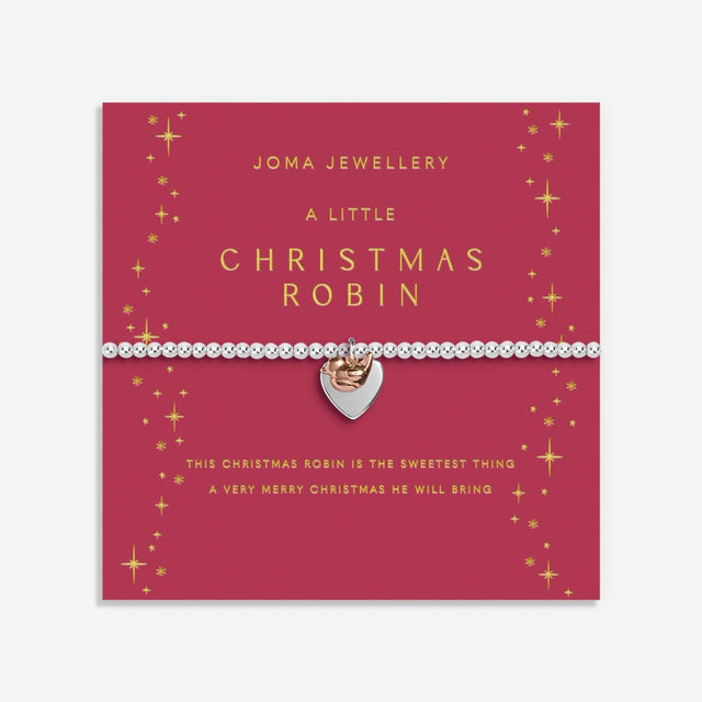 Joma Jewellery Silver Bracelet - Christmas Robin - A Little