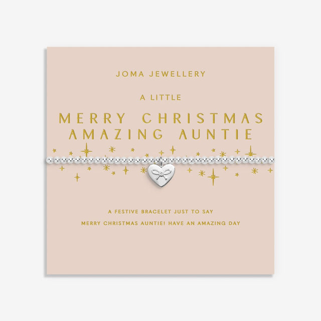 Joma Jewellery Silver Bracelet - Merry Christmas Amazing Auntie - A Little