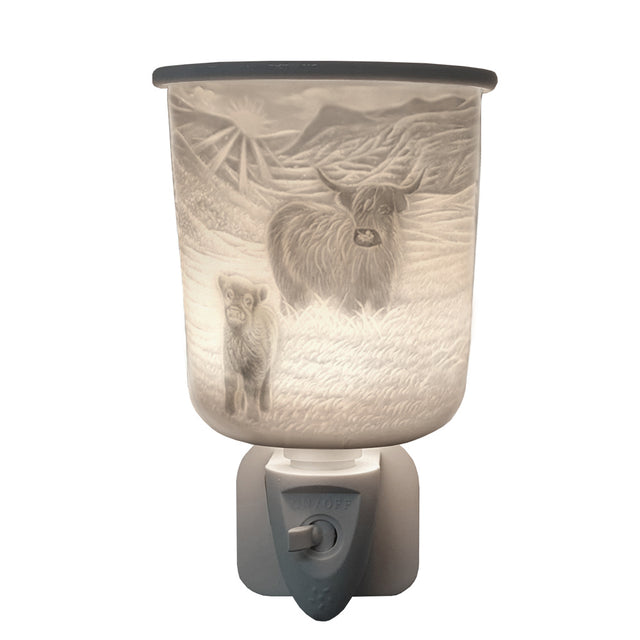 Cello Porcelain Plug In Electric Wax Burner - Highland Cow