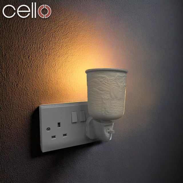 Cello Porcelain Plug In Electric Wax Burner - Highland Cow