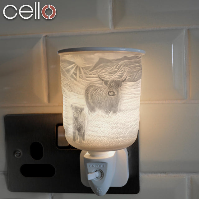 Cello Porcelain Plug In Electric Wax Burner - Highland Cow