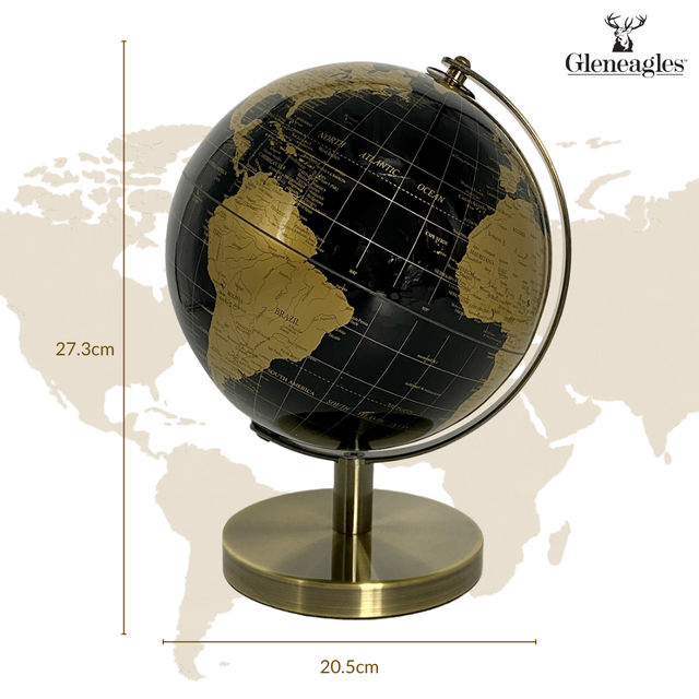 Gleneagles Light Up Travel Globe -  Black & Gold