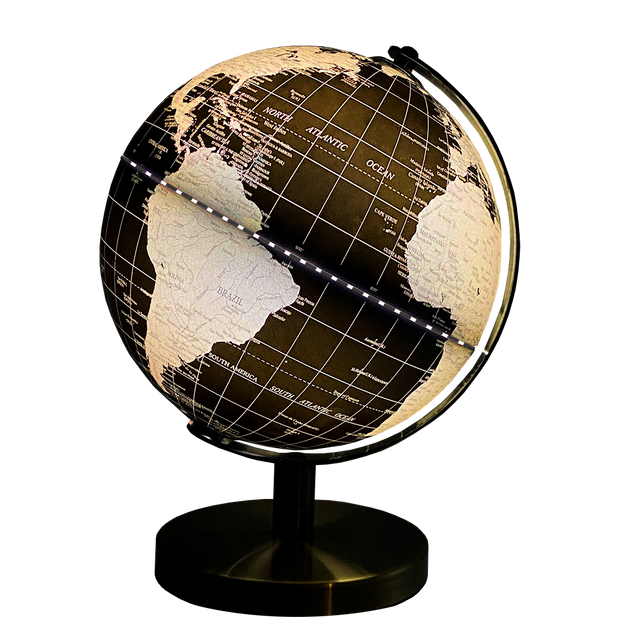 Gleneagles Light Up Travel Globe -  Black & Gold