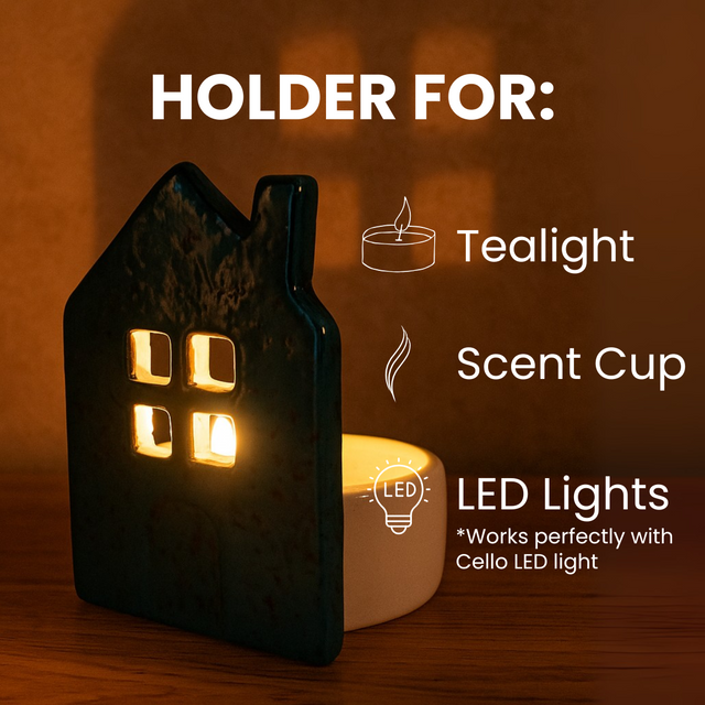 Cello Home Silhouette Candle Holder - Green