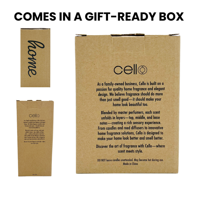 
Cello Home Candle - Wildflower Garden with Cello branded gift box, porcelain house scented candle in decorative packaging.
