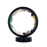 Front view of Gleneagles Circle Earth LED Lamp – Mixed Minerals showing circular glass design and softly glowing crystals.